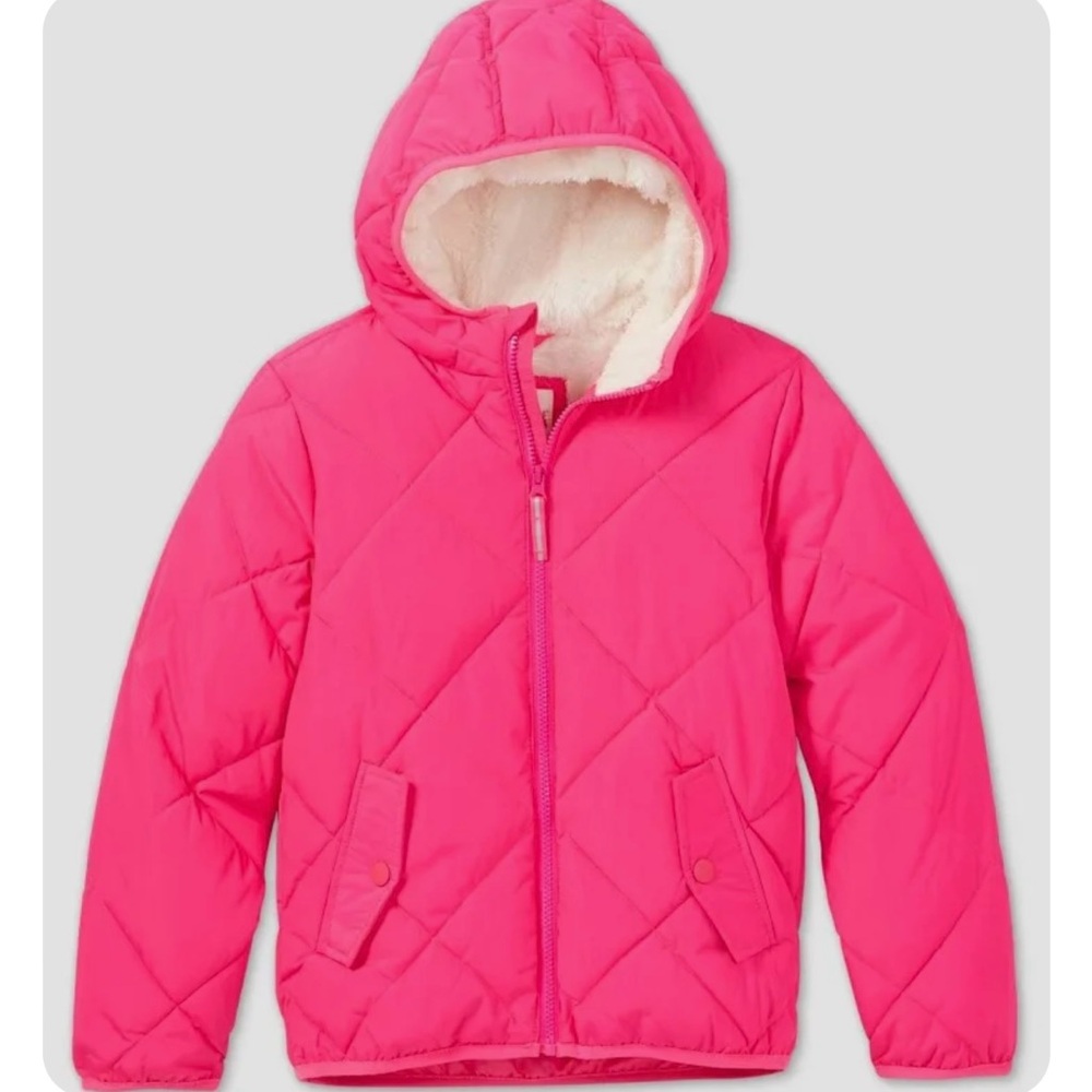 Girls Cat & Jack Kids Pink Quilted Puffer Jacket